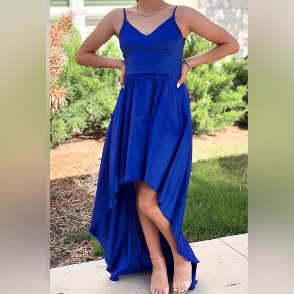 My Michelle Blue Pleated Sundress for Prom